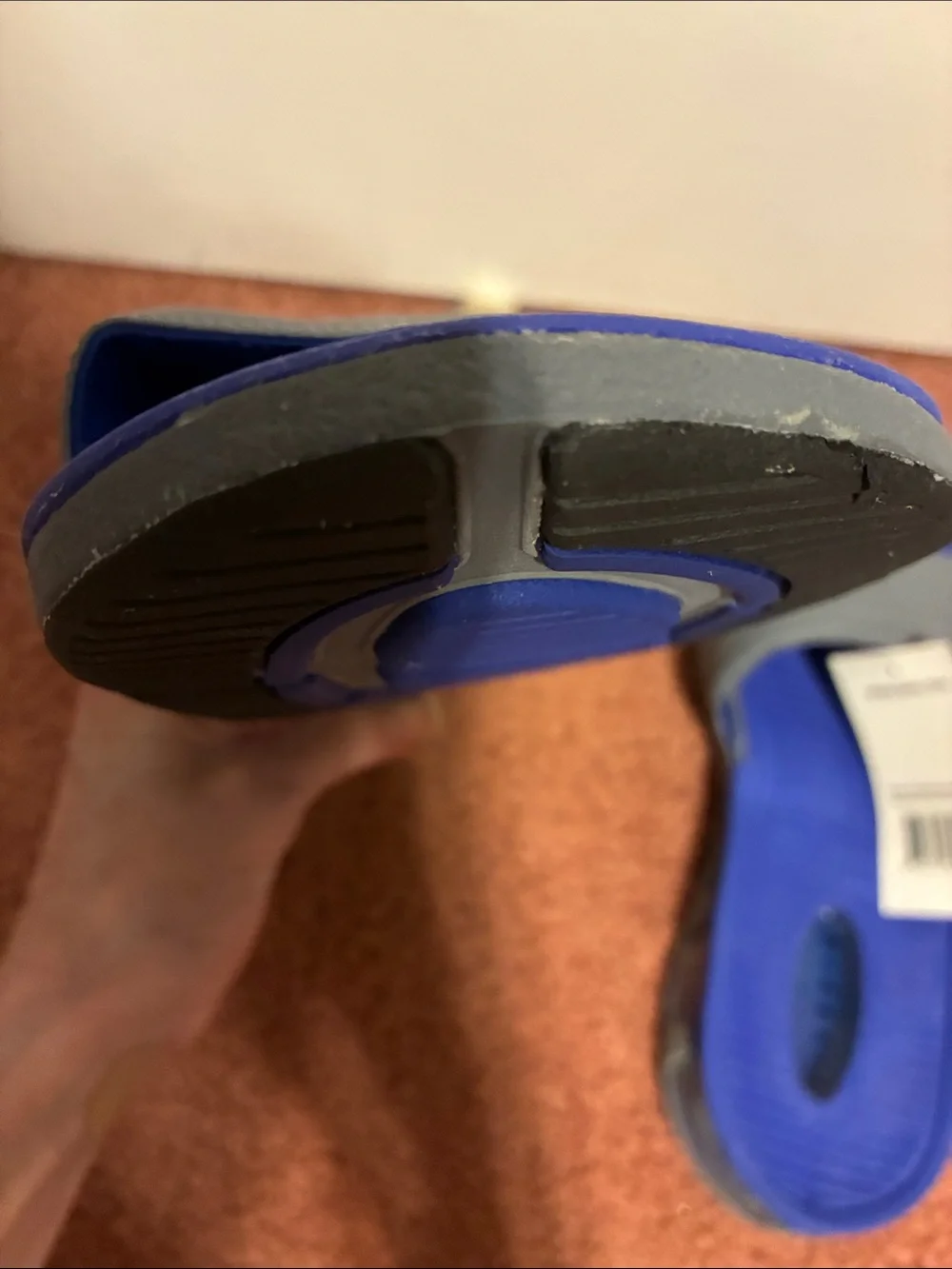 Men’s Nike Gray Strap with Blue Swoosh Air Experience Slide Sandals